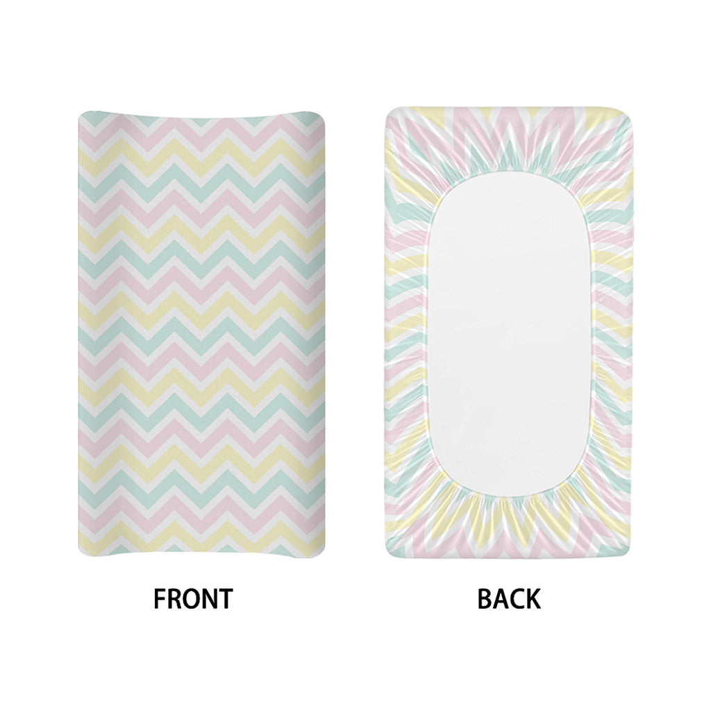 Pastel Chevron Pattern Print Changing Pad Cover