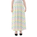 Pastel Chevron Pattern Print Chiffon Maxi Skirt