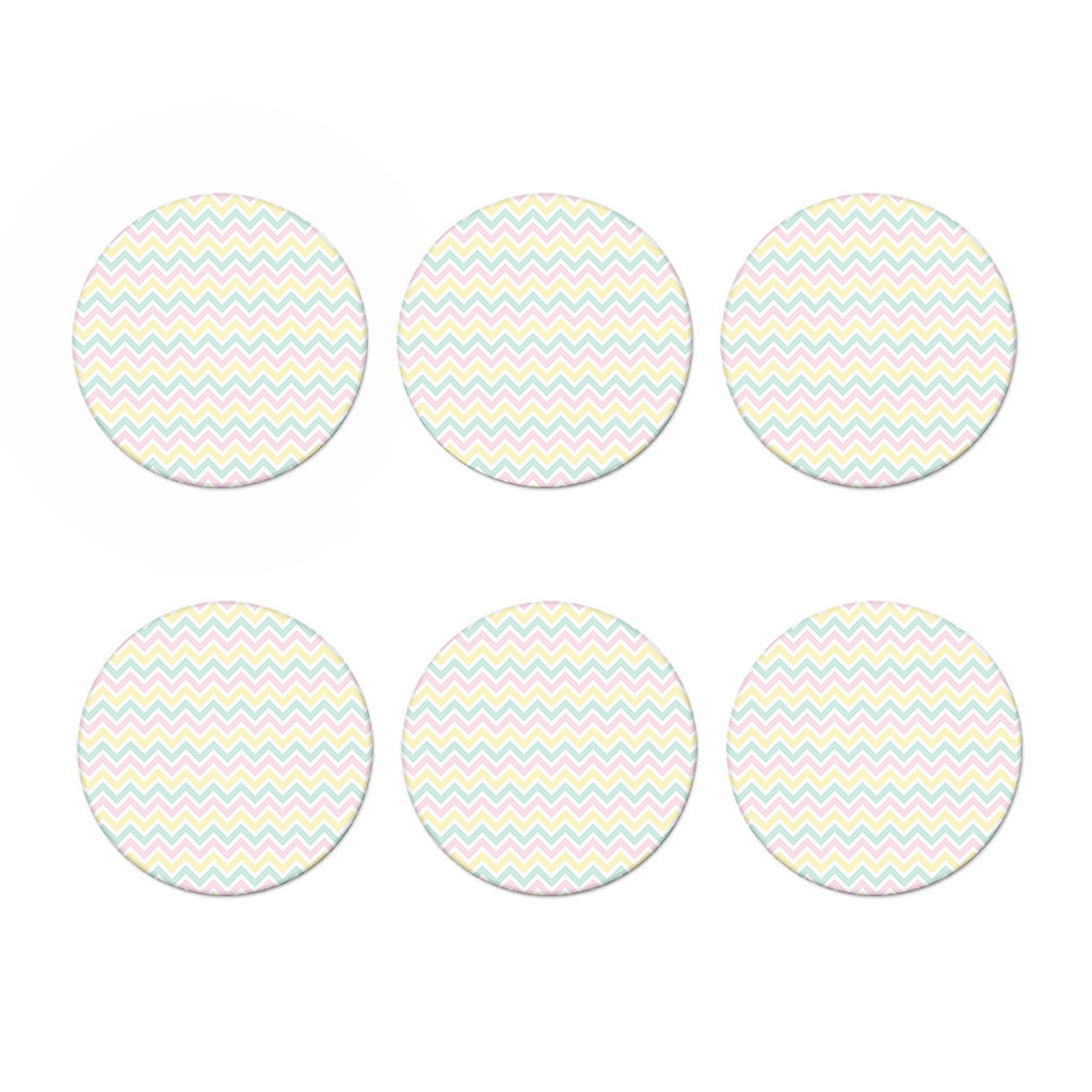 Pastel Chevron Pattern Print Coaster Set