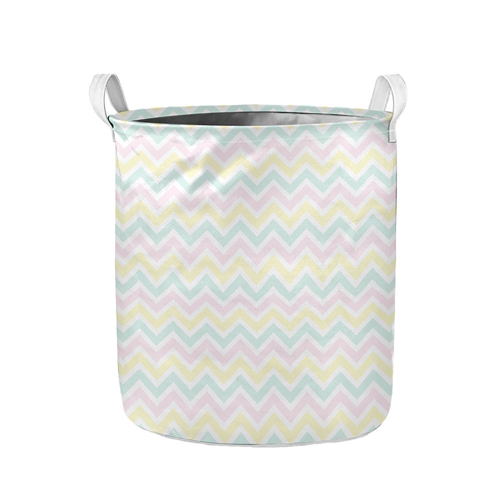 Pastel Chevron Pattern Print Collapsible Laundry Basket