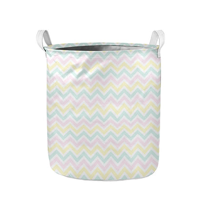 Pastel Chevron Pattern Print Collapsible Laundry Basket