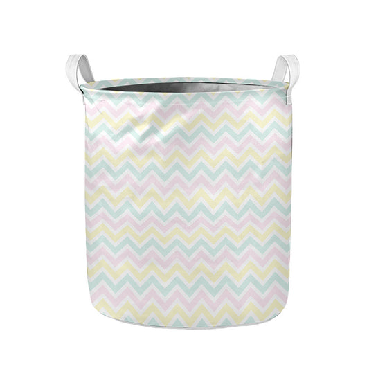 Pastel Chevron Pattern Print Collapsible Laundry Basket