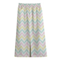 Pastel Chevron Pattern Print Cotton Front Slit Maxi Skirt
