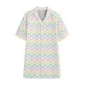 Pastel Chevron Pattern Print Cotton Hawaiian Shirt