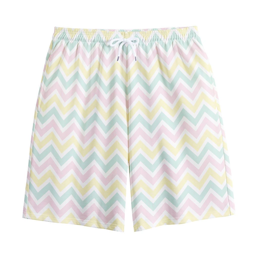 Pastel Chevron Pattern Print Cotton Shorts