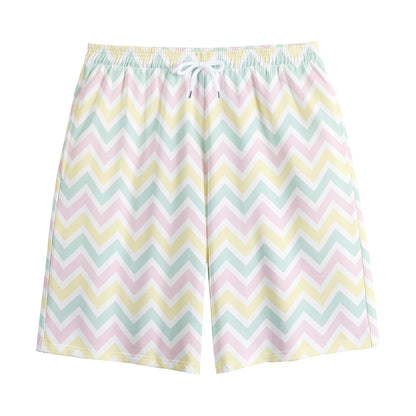 Pastel Chevron Pattern Print Cotton Shorts