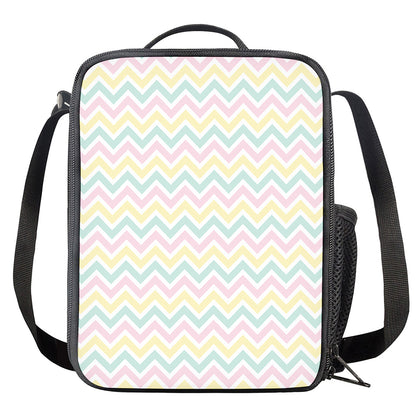 Pastel Chevron Pattern Print Crossbody Lunch Bag
