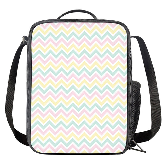 Pastel Chevron Pattern Print Crossbody Lunch Bag