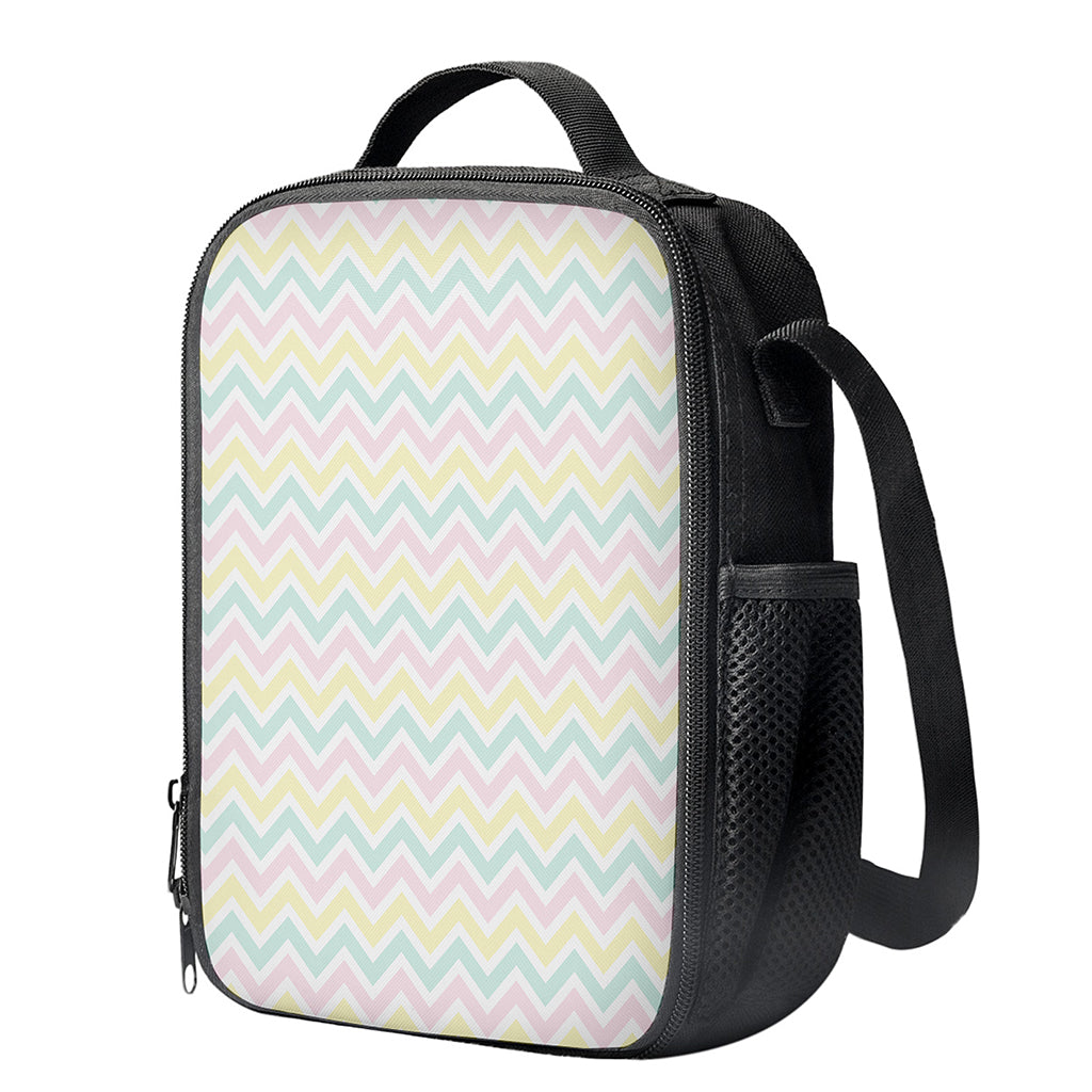 Pastel Chevron Pattern Print Crossbody Lunch Bag