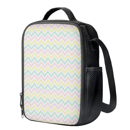 Pastel Chevron Pattern Print Crossbody Lunch Bag