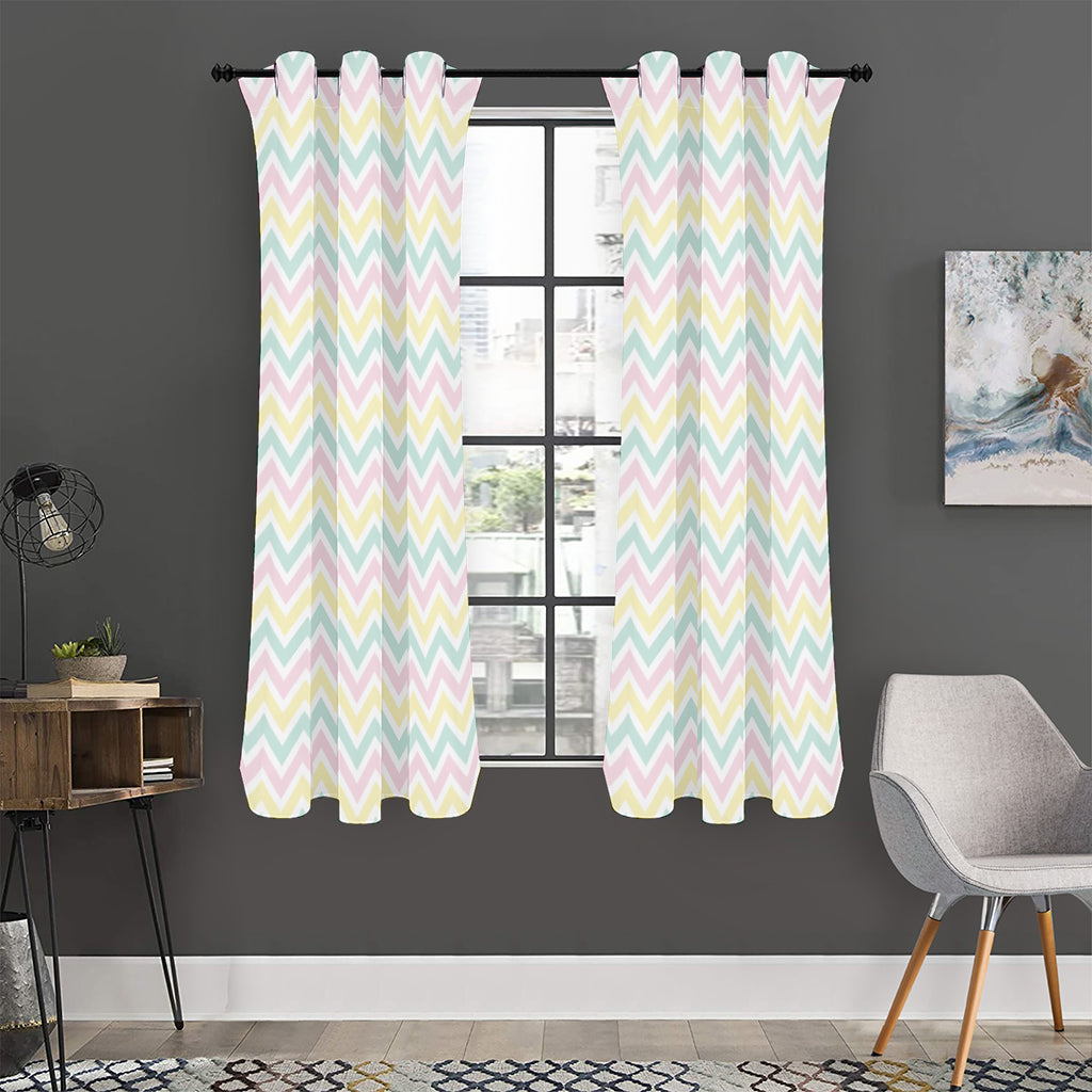 Pastel Chevron Pattern Print Curtain