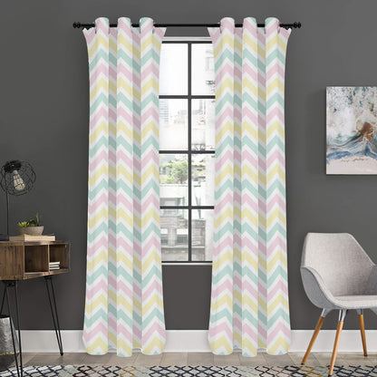 Pastel Chevron Pattern Print Curtain