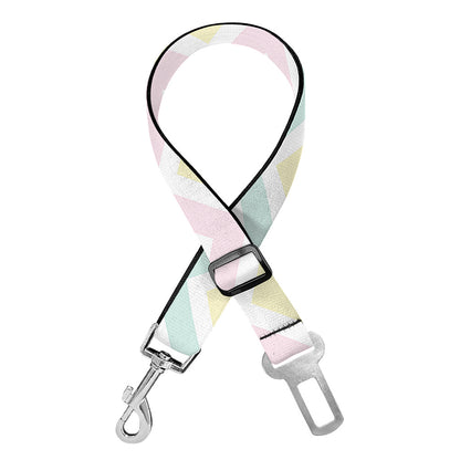 Pastel Chevron Pattern Print Dog Seat Belt