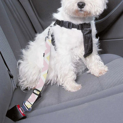 Pastel Chevron Pattern Print Dog Seat Belt