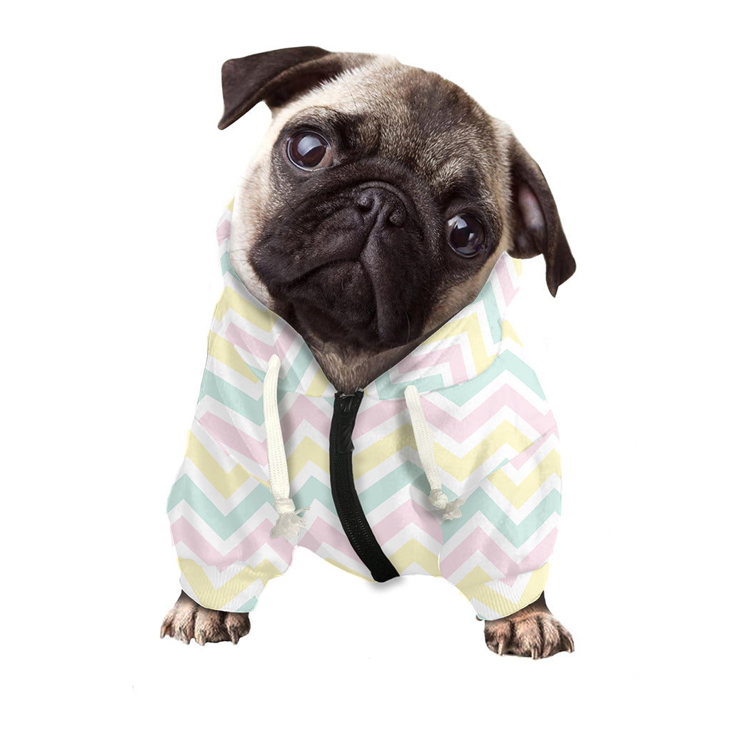 Pastel Chevron Pattern Print Dog Zip Up Hoodie