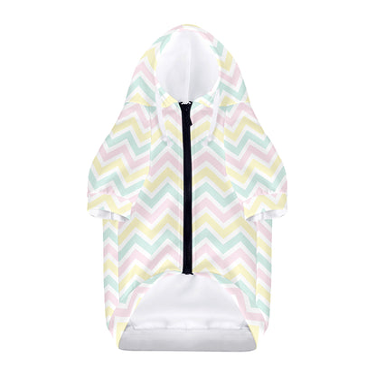 Pastel Chevron Pattern Print Dog Zip Up Hoodie
