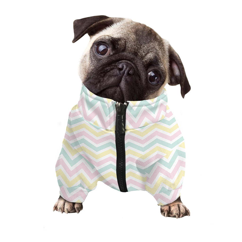 Pastel Chevron Pattern Print Dog Zip Up Jacket
