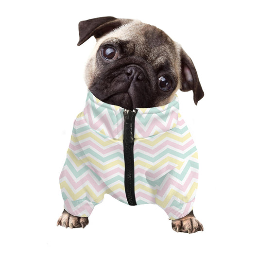 Pastel Chevron Pattern Print Dog Zip Up Jacket