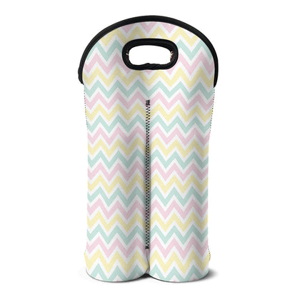 Pastel Chevron Pattern Print Double Neoprene Wine Tote