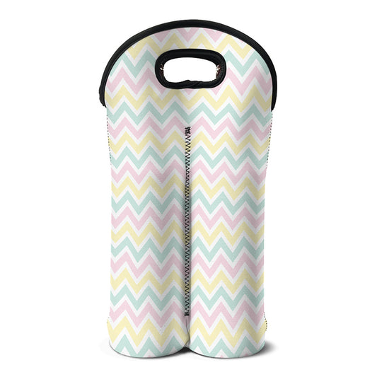 Pastel Chevron Pattern Print Double Neoprene Wine Tote