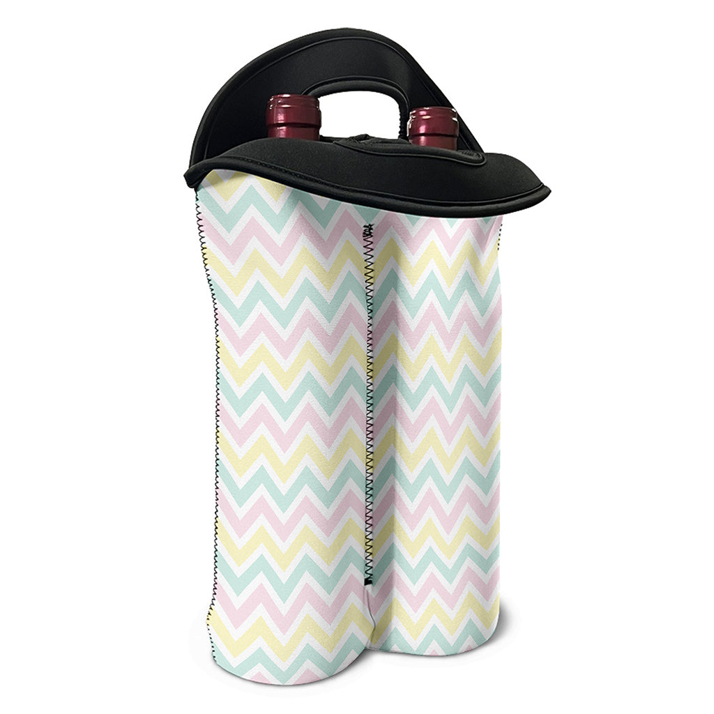 Pastel Chevron Pattern Print Double Neoprene Wine Tote