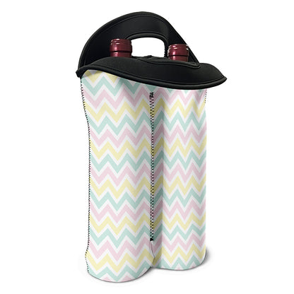 Pastel Chevron Pattern Print Double Neoprene Wine Tote