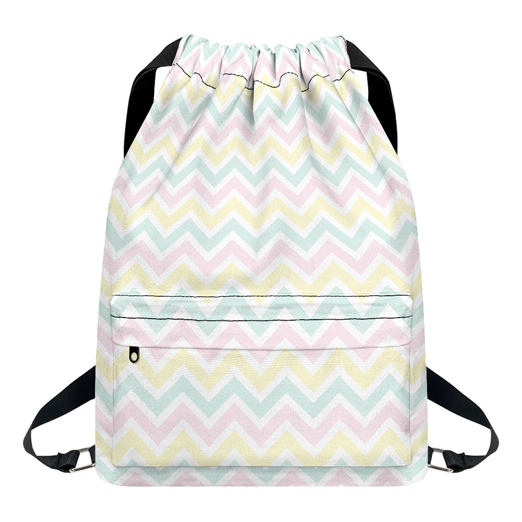 Pastel Chevron Pattern Print Drawstring Backpack