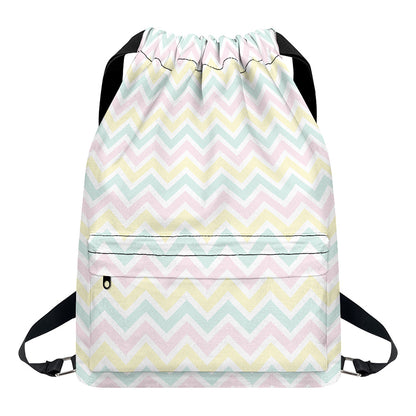Pastel Chevron Pattern Print Drawstring Backpack