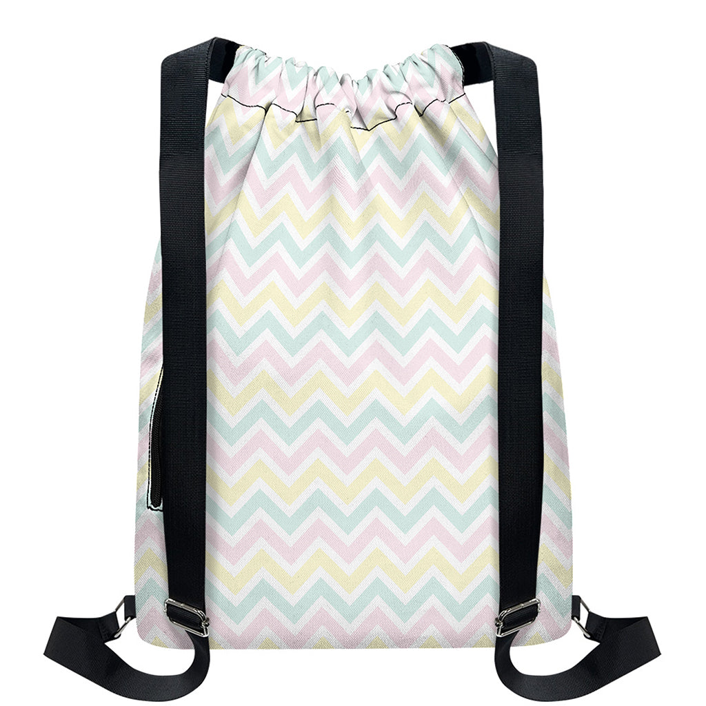 Pastel Chevron Pattern Print Drawstring Backpack