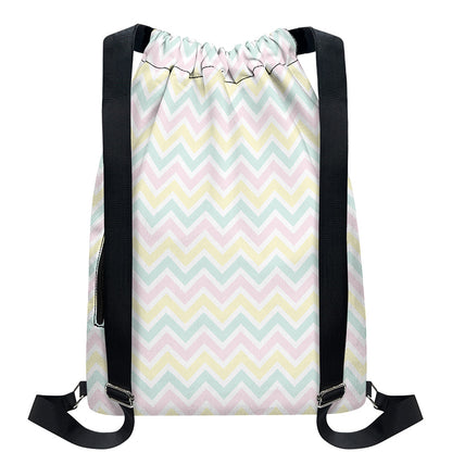 Pastel Chevron Pattern Print Drawstring Backpack