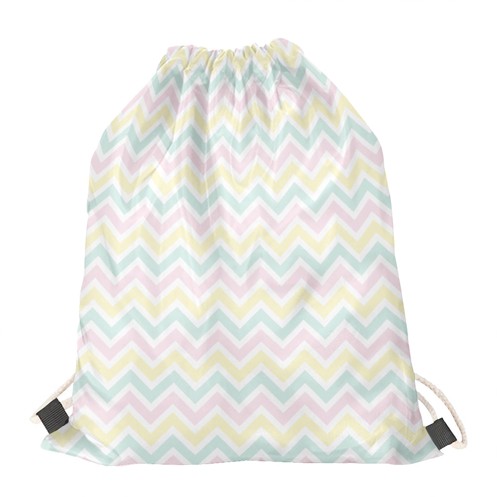 Pastel Chevron Pattern Print Drawstring Bag