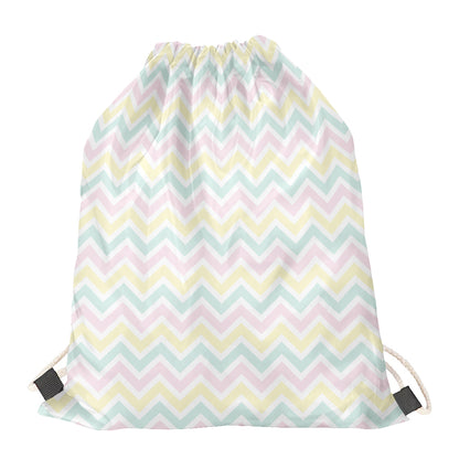 Pastel Chevron Pattern Print Drawstring Bag