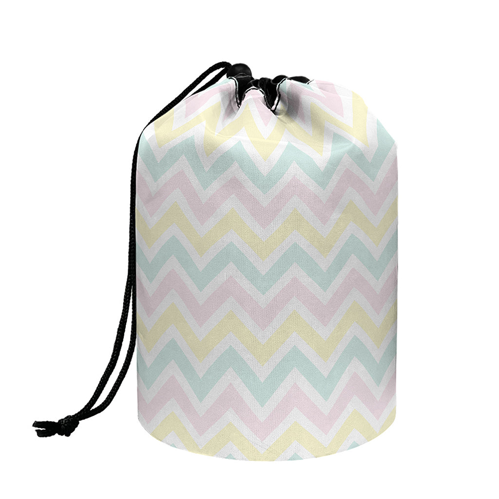 Pastel Chevron Pattern Print Drawstring Makeup Bag