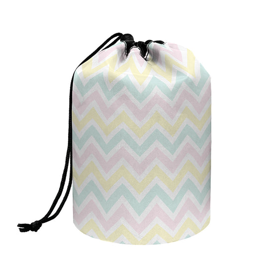Pastel Chevron Pattern Print Drawstring Makeup Bag