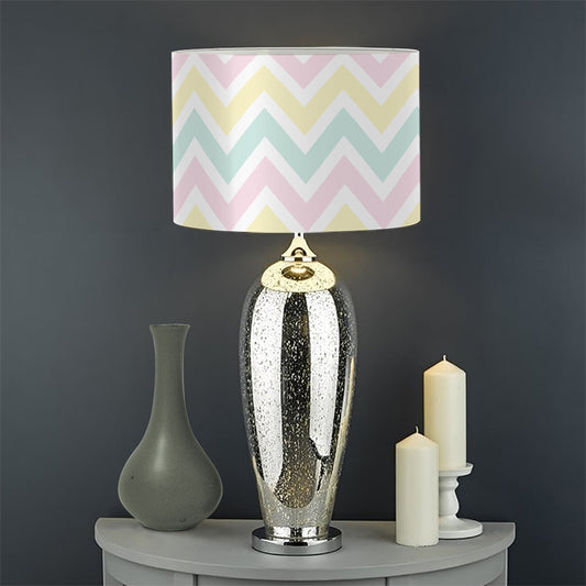 Pastel Chevron Pattern Print Drum Lamp Shade