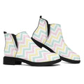 Pastel Chevron Pattern Print Flat Ankle Boots