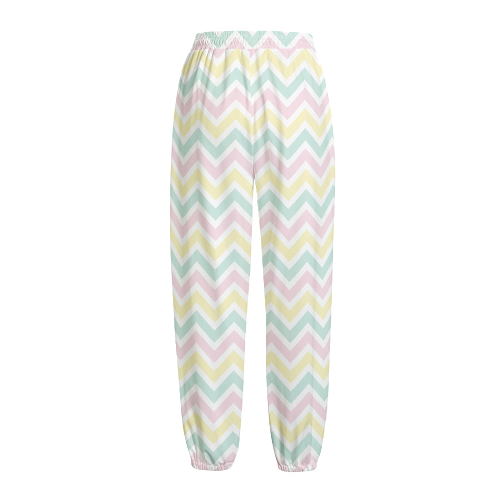 Pastel Chevron Pattern Print Fleece Lined Knit Pants