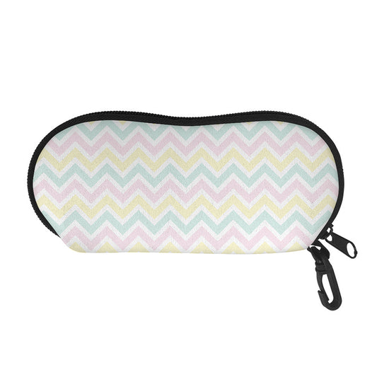 Pastel Chevron Pattern Print Glasses Case