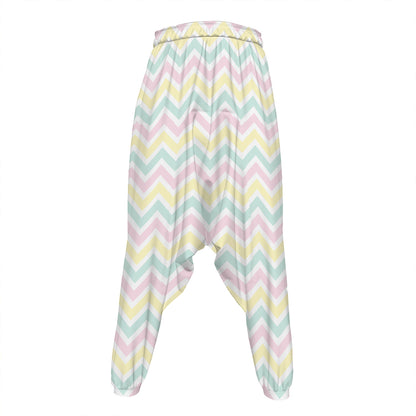 Pastel Chevron Pattern Print Hammer Pants