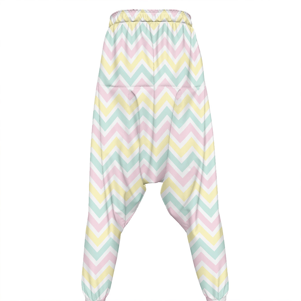 Pastel Chevron Pattern Print Hammer Pants