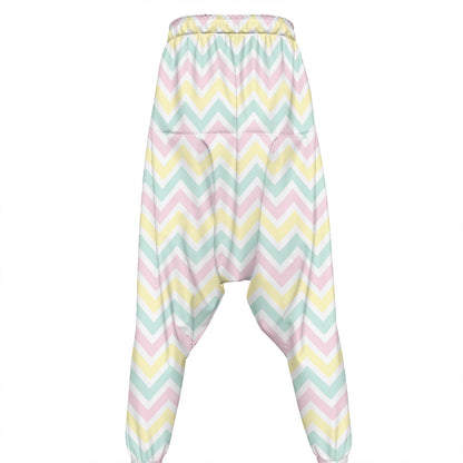 Pastel Chevron Pattern Print Hammer Pants