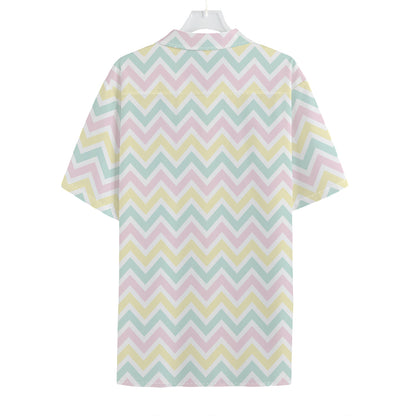 Pastel Chevron Pattern Print Hawaiian Shirt