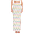 Pastel Chevron Pattern Print High Slit Maxi Skirt