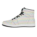 Pastel Chevron Pattern Print High Top Leather Sneakers