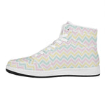 Pastel Chevron Pattern Print High Top Leather Sneakers