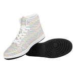 Pastel Chevron Pattern Print High Top Leather Sneakers