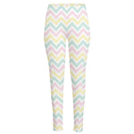 Pastel Chevron Pattern Print High-Waisted Pocket Leggings