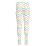 Pastel Chevron Pattern Print High-Waisted Pocket Leggings