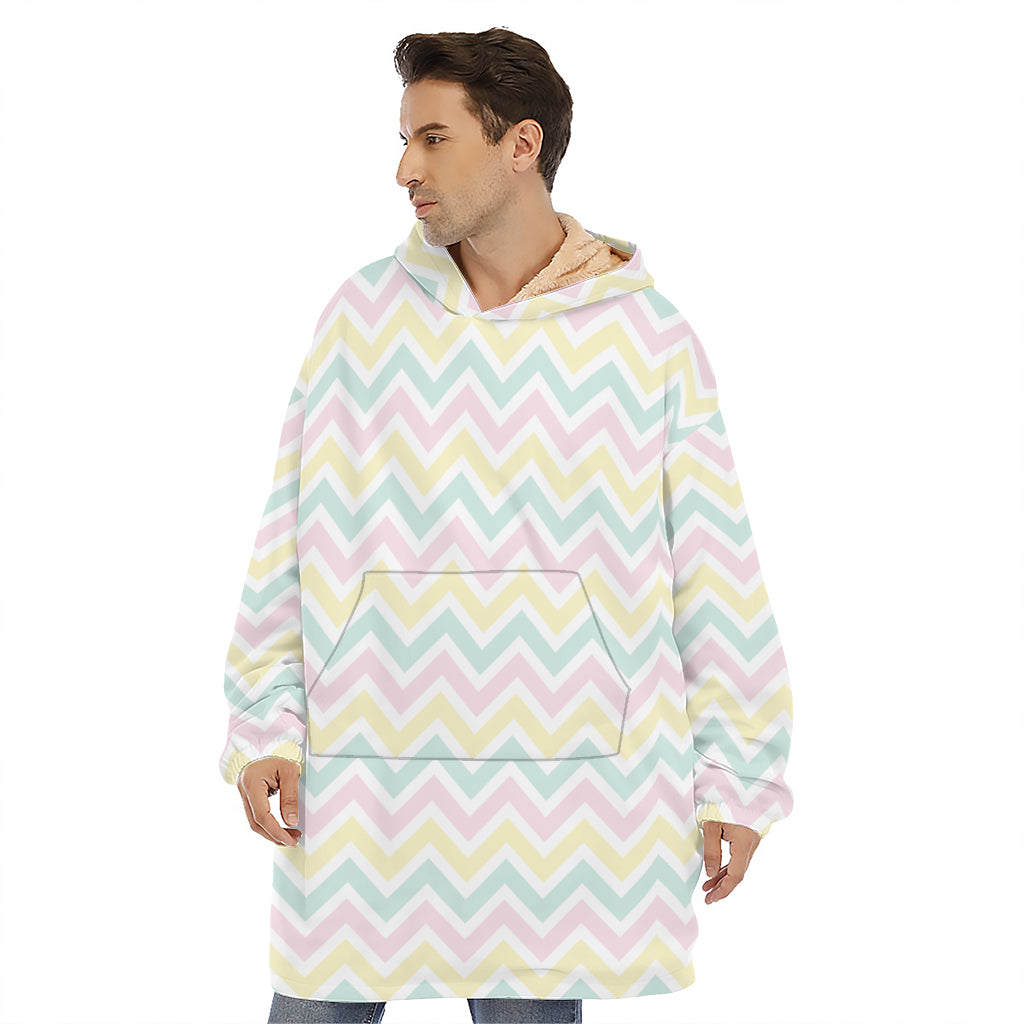 Pastel Chevron Pattern Print Hoodie Blanket