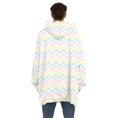 Pastel Chevron Pattern Print Hoodie Blanket